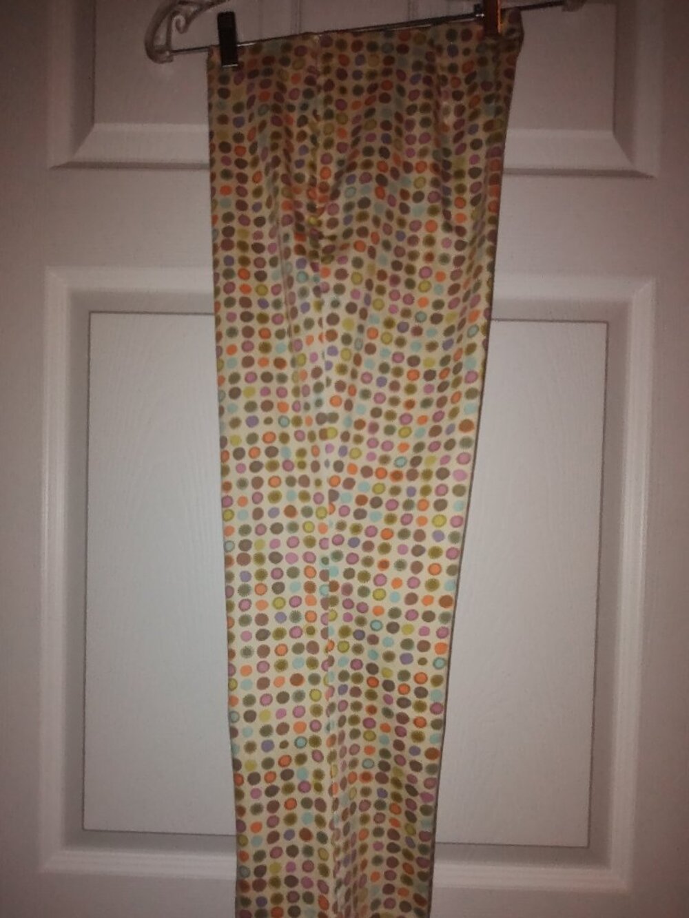 SIGRID OLSEN ANKLE PANTS PALE YELLOW - MULTI COLOR SPHERES COTTON STRETCH 4P